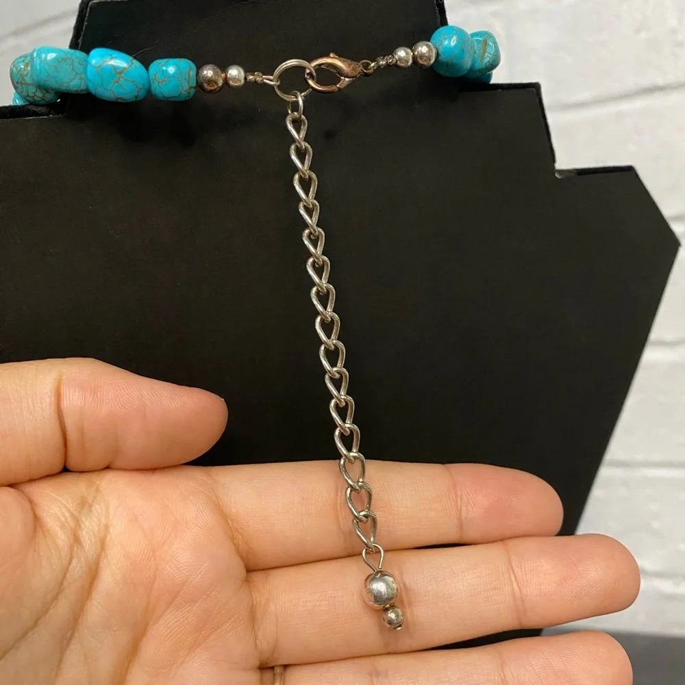 Large Heart Turquoise Stones Necklace